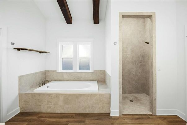 Bathroom, Interior, Wooden Beams, Wood Texture Flooring
