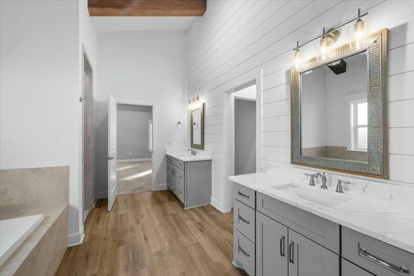 Bathroom, Dual Sink Vanities, Interior, Wood Texture Flooring