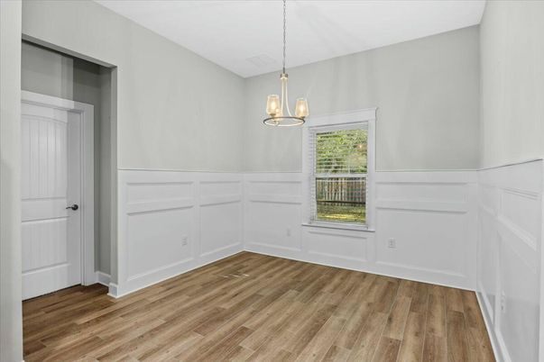 Empty room, Interior, Pendant Lights, Wood Texture Flooring