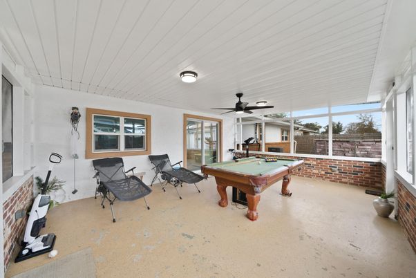 Billiard Table, Game Room, Interior, Stone Walls
