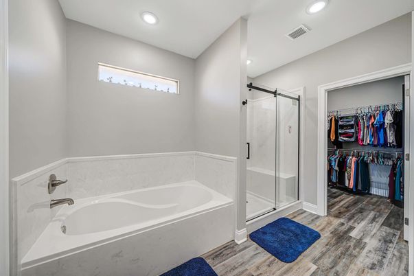 Bathroom, Glass Shower, Interior, Recessed Lighting