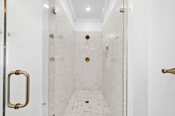 Bathroom, Glass Shower, Interior, Recessed Lighting