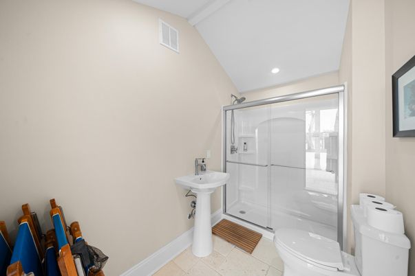 Bathroom, Glass Shower, Interior, Recessed Lighting