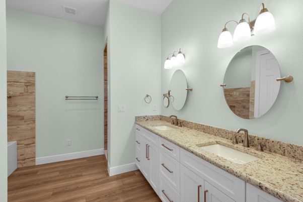 Bathroom, Dual Sink Vanities, Interior, Wood Texture Flooring