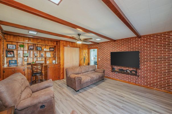 Interior, Living room, Stone Walls, Wooden Beams, Wood Texture Flooring, Wooden Walls
