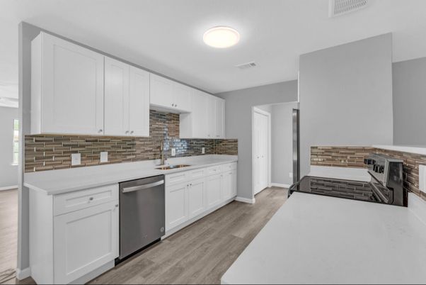 Interior, Kitchen, Stainless Steel Appliances, Wood Texture Flooring