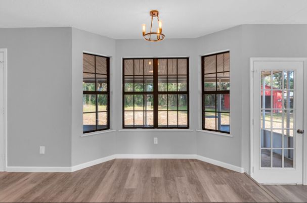 Empty room, Interior, Pendant Lights, Wood Texture Flooring
