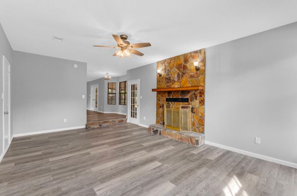 Empty room, Fireplace, Interior, Wood Texture Flooring