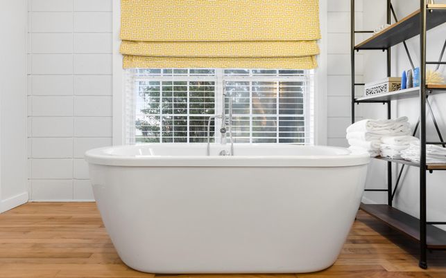 Bathroom, Free Standing Baths, Interior, Wood Texture Flooring