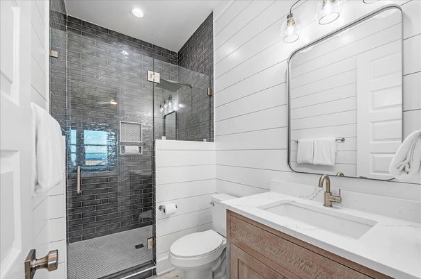 Bathroom, Glass Shower, Interior, Recessed Lighting