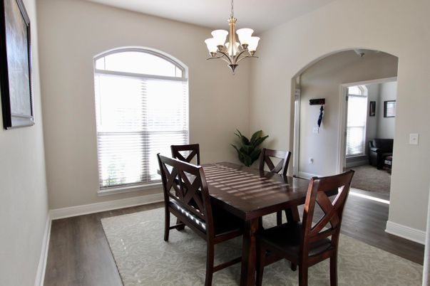 Chandelier, Dining room, Interior, Wood Texture Flooring