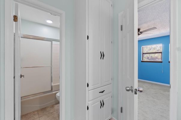 Bathroom, Glass Shower, Interior, Recessed Lighting