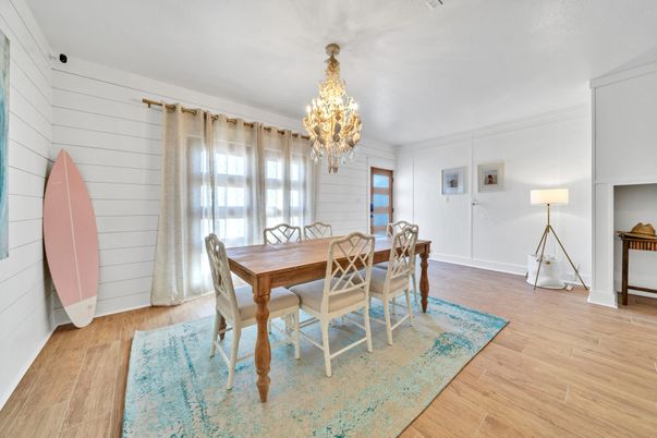 Chandelier, Dining room, Interior, Wood Texture Flooring