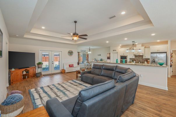 Interior, Kitchen, Living room, Pendant Lights, Recessed Lighting, Stainless Steel Appliances, Wood Texture Flooring