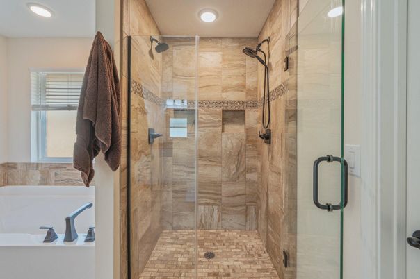 Bathroom, Glass Shower, Interior, Recessed Lighting