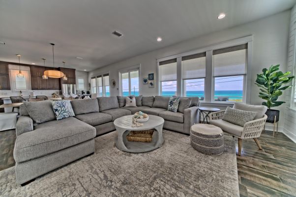 Dining room, Interior, Kitchen, Living room, Pendant Lights, Recessed Lighting, Water, Wood Texture Flooring