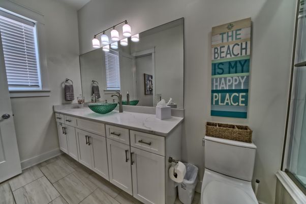Bathroom, Dual Sink Vanities, Interior, Wood Texture Flooring