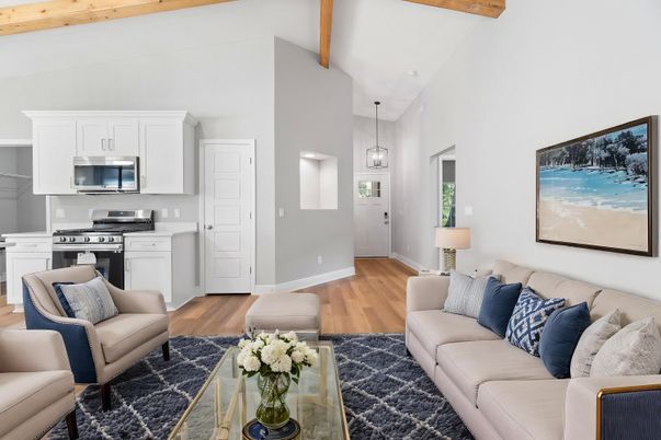 Interior, Kitchen, Living room, Stainless Steel Appliances, Wooden Beams, Wood Texture Flooring