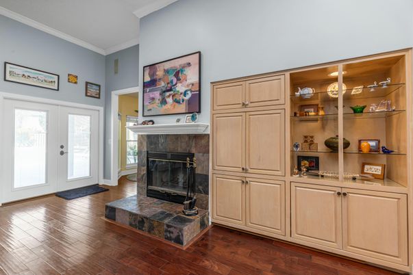 Fireplace, Interior, Wood Texture Flooring