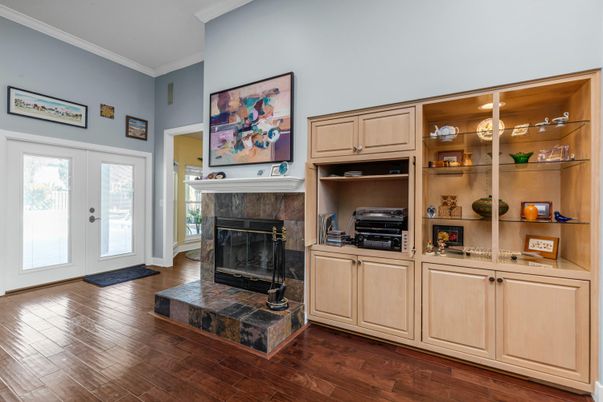 Fireplace, Interior, Wood Texture Flooring