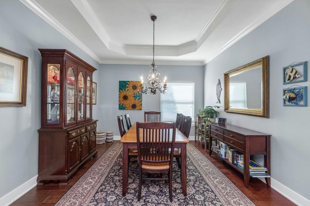 Chandelier, Dining room, Interior, Wood Texture Flooring