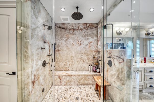 Bathroom, Glass Shower, Interior, Recessed Lighting