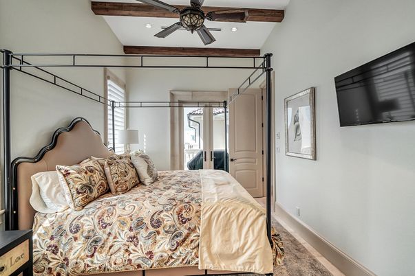 Bedroom, Interior, Recessed Lighting, Wooden Beams