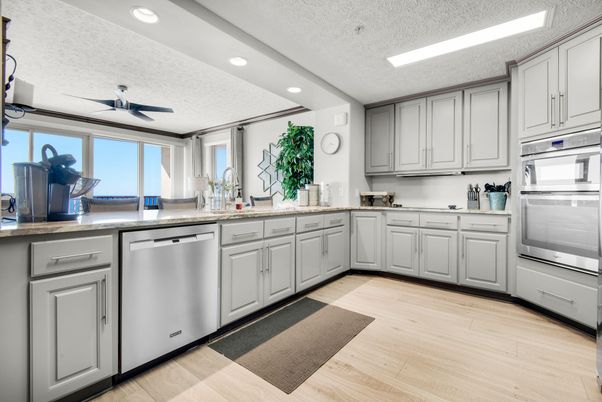 Interior, Kitchen, Recessed Lighting, Wood Texture Flooring
