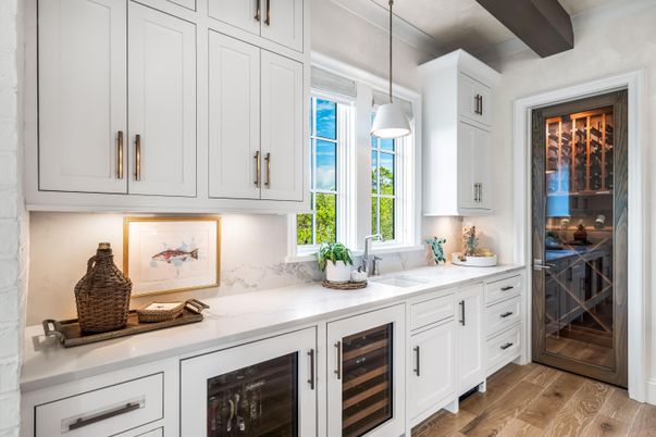 Interior, Kitchen, Pendant Lights, Wood Texture Flooring