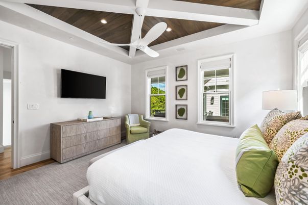Bedroom, Interior, Recessed Lighting, Wooden Ceilings, Wood Texture Flooring