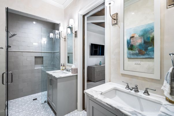 Bathroom, Dual Sink Vanities, Glass Shower, Interior