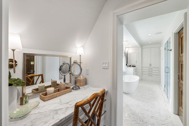 Bathroom, Dual Sink Vanities, Free Standing Baths, Interior, Marble, Recessed Lighting