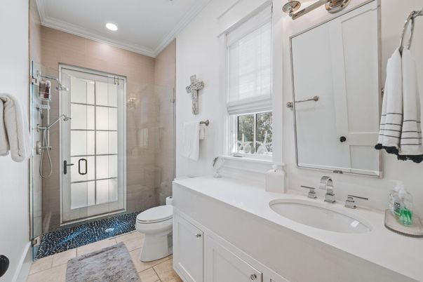 Bathroom, Glass Shower, Interior, Recessed Lighting