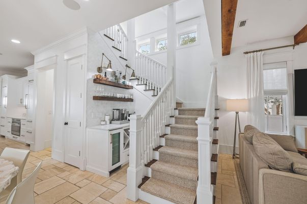 Interior, Kitchen, Recessed Lighting, Stainless Steel Appliances, Wooden Beams