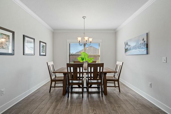 Chandelier, Dining room, Interior, Wood Texture Flooring