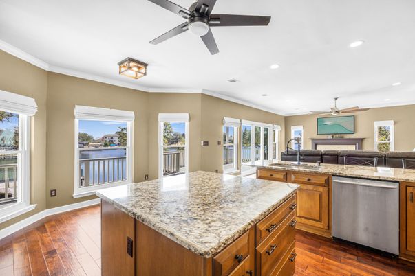 Interior, Kitchen, Recessed Lighting, Wood Texture Flooring