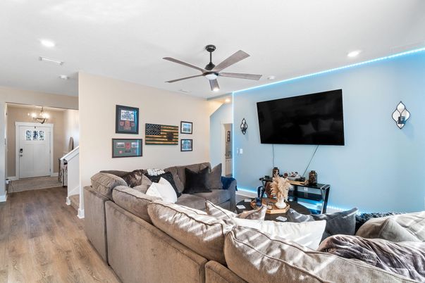 Interior, Living room, Recessed Lighting, Wood Texture Flooring