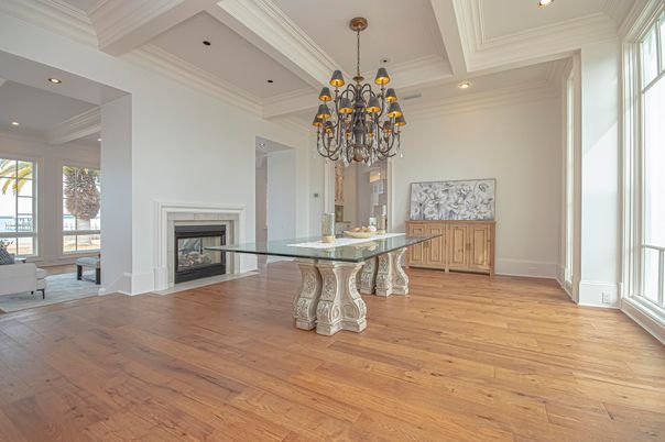 Chandelier, Fireplace, Interior, Recessed Lighting, Wood Texture Flooring
