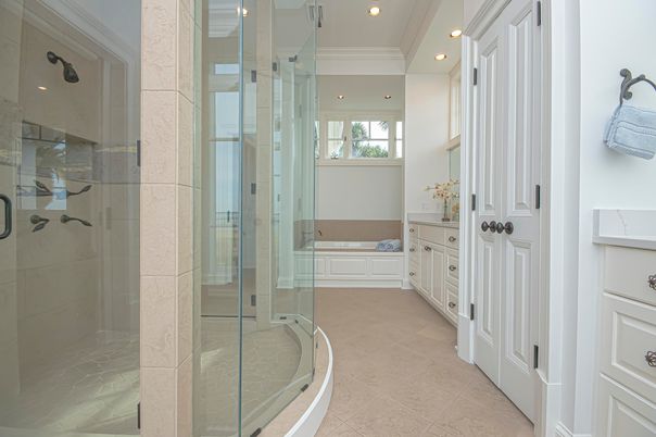 Bathroom, Glass Shower, Interior, Recessed Lighting