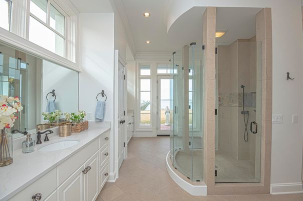 Bathroom, Dual Sink Vanities, Glass Shower, Interior, Recessed Lighting
