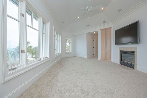 Empty room, Fireplace, Interior, Recessed Lighting