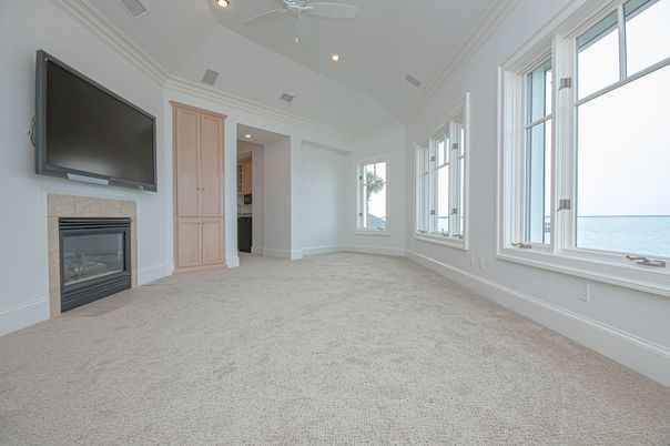 Empty room, Fireplace, Interior, Recessed Lighting, Water