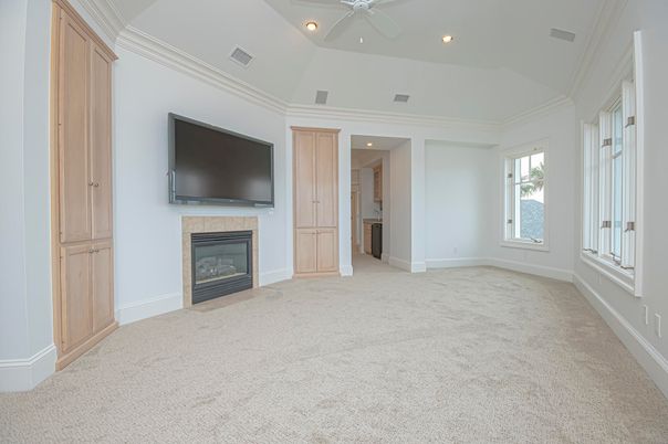 Empty room, Fireplace, Interior, Recessed Lighting