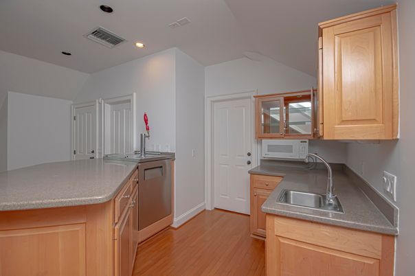 Interior, Kitchen, Recessed Lighting, Wood Texture Flooring