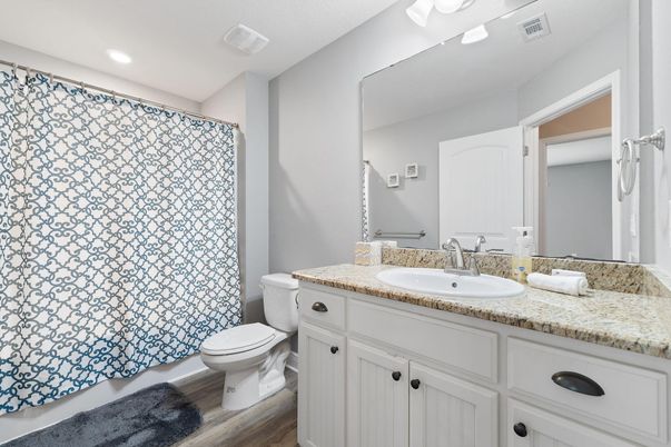 Bathroom, Interior, Recessed Lighting, Wood Texture Flooring