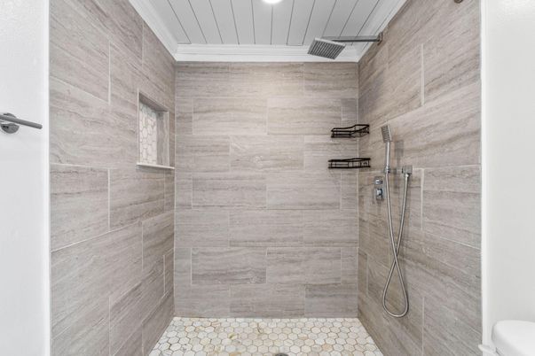 Bathroom, Glass Shower, Interior, Recessed Lighting