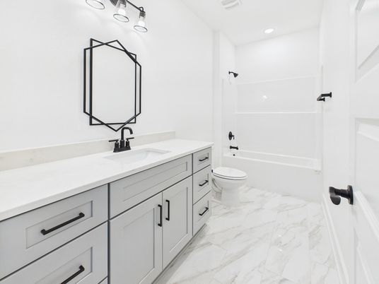 Bathroom, Dual Sink Vanities, Interior, Marble, Recessed Lighting