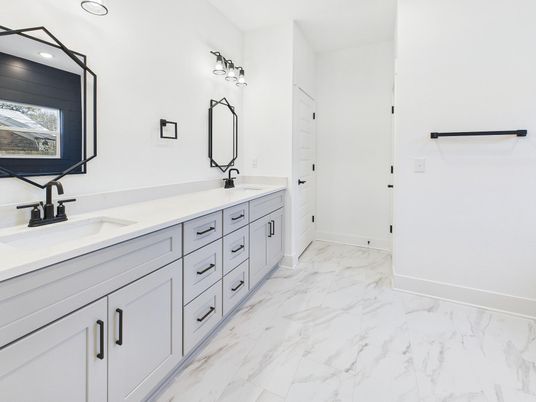 Bathroom, Dual Sink Vanities, Interior, Marble, Recessed Lighting