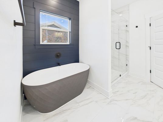 Bathroom, Free Standing Baths, Glass Shower, Interior, Marble, Marble Walls