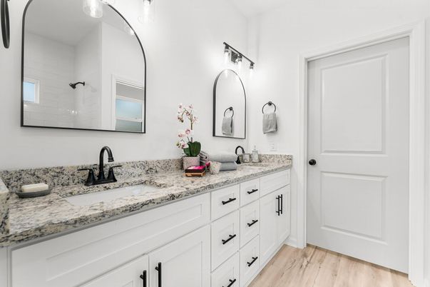 Bathroom, Dual Sink Vanities, Interior, Wood Texture Flooring